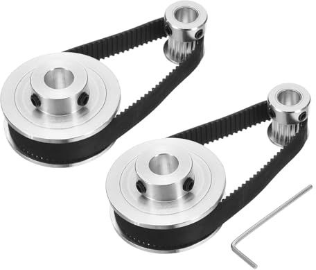 QUARKZMAN 2 Set GT-2 Synchronrad 20&60 Zähne 8&10mm Bohrung Aluminiumlegierung Zahnriemenscheibe mit 2 Stück Länge 200mm Breite 10mm Riemen für 3D-Drucker CNC-Maschine (20-60T-8&10B-10)