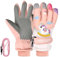 JNUYISW Kinder Skihandschuhe, Wasserdicht Winddichte Warme Winterhandschuhe für 4-12 Kinder Jungen Mädchen, Einhorn Kinderhandschuhe Schneehandschuhe für Laufen Snowboard Skifahren Radfahren (Rosa, S)