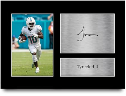 HWC Trading Tyreek Hill Miami Dolphins Geschenke Gedrucktes Signiertes Autogramm Foto für Fans von NFL American Footbal Memorabilien - A4