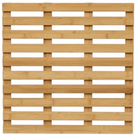 Relaxdays Pedana Doccia in bambù, 50 x 50 cm, Tappetino Antiscivolo per la Vasca e la Sauna, Interno e Esterno, Naturale