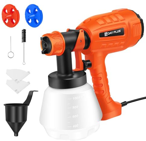 VickyHome 400W Elektrisches Farbsprühsystem, 1000ML Wandfarbe Sprühgerät Farbspritzpistole Elektrisch Lackierpistole, 3 Düsen Und 3 Muster Farbsprühsysteme, Orange