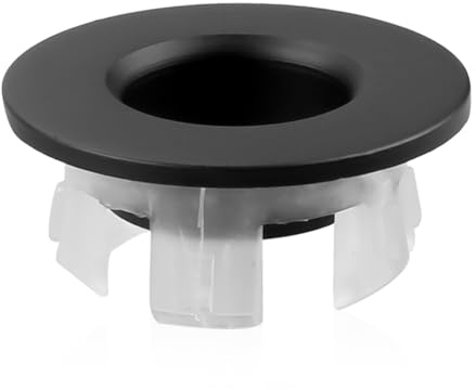 Lotsdonxia Couvercle de trop-plein en cuivre - Anneau de rechange pour trou de lavabo, bouchon élégant pour évier de cuisine et salle de bain (noir)