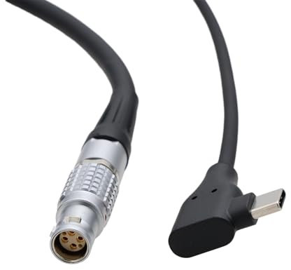 HangTon Cable de control de alimentación USB tipo C para DJI RS 4 RS 3 Pro RS 2 a ruedas maestras de transmisión de transmisión, USB-C en ángulo a 6 pines 4+2 hembra, 30 cm
