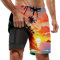 Short de Bain Homme 2 en 1, Maillot de Bain Homme Piscine Séchage Rapide avec Doublure de Compression Boxer de Bain Grande Taille Léger Shorts de Plage Natation Surf avec 2 Poches, Style Hawaïen XL