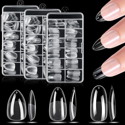 Unghie Finte Nail System Nail Form, 360 Pezzi, 3 Stili, 12 Misure Acrilico Tips Unghie, per Unghie Strumenti per Manicure, Ricostruzioni ManiNails e Tip Nail Art