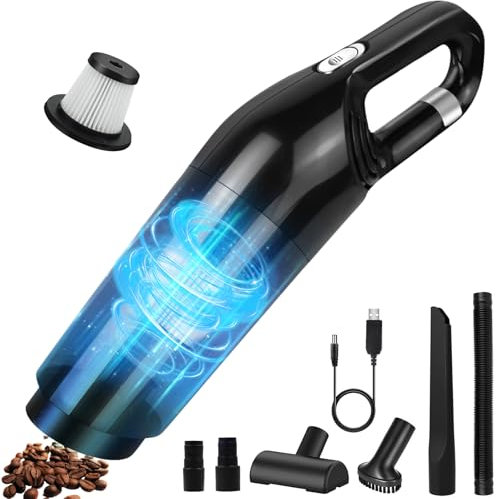 Zabatoco Powerful Handheld Vacuum Cleaner, Cordless Car Vacuum Cleaner 120W, Multifunctional Vacuum with Brush, lat Mouth and Wide Mouth, Extension Hose F Lightweight Hand Vacuum for Car