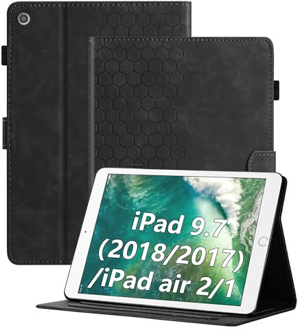 Cicili Coque pour iPad 6ème/5ème Génération Version 9.7 Pouces 2018/2017, Étui pour iPad Air 1/2, avec Fine Folio Protecteur Tablette Housse de Protection en Cuir PU avec Support, Noir