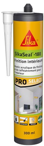 SIKA - Mastic acrylique - SikaSeal-188 Finition Intérieure blanc - Joint statique de finition et calfeutrement - Usage intérieur - Sans odeur - 300 ml (Lot de 6)