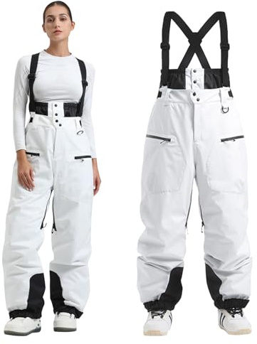 Unisex Skihosen | Damen Herren Schneehose – Gefüttert Warm Wasserdicht, Snowboardhose Mit Hosenträgern, Winter Outdoor Latzhose