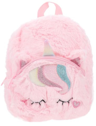 Hohopeti Plüsch Einhorn Schulrucksack Mädchen Cartoon Schultertasche Kleiner Rucksack Kindergarten Freizeit Outdoor Tasche Rosa Herz Motiv