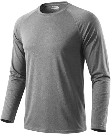 Donason Mens T-Shirt Quick Dry Sports Long Sleeve T Shirt Moisture Wicking Active Athletic Gym T Shirts Lightweight Breathable Running Tops UV Sun Protection Workout T-Shirts for Walking Fitness