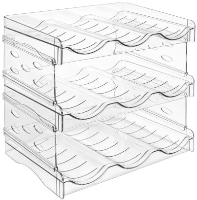 Top-spring Flaschenregal stapelbar, Flaschen-Organizer für 9 Flaschen | Kunststoff Flaschen Organizer für Weinflaschen, Trinkflaschen & Getränke, 3 Ebenen, ideal für Kühlschrank, Schrank und Küche