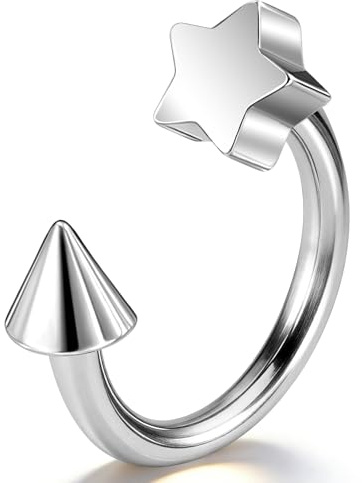 OUFER Body Piercing Lip Ring: Titanium Labret Piercing Jewellery 16G(1.2mm) 8/10mm Helix Earring Star Nose Septum Cartilage Hoop for Women Men Daily/Party Wear