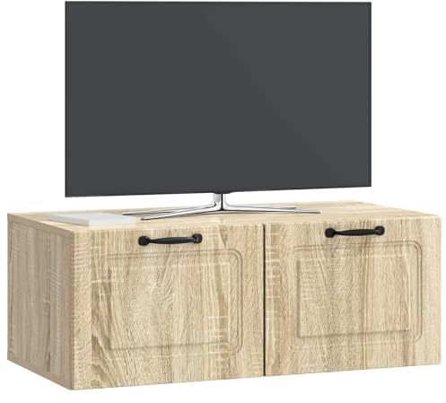 vidaXL Wandmontierter TV-Schrank Sonoma-Eiche 78,5 x 41 x 30 cm, Wohnzimmermöbel, moderner TV-Ständer, viel Stauraum, funktionale Medien-Einheit, platzsparendes Design, Holz-Unterhaltungszentrum