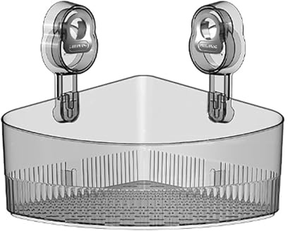 Bathroom Suction Cup Storage Large Capacity Strong Load Bearing Rack With Hole Detachable Shower 1 Transparent Japanese Gadgets (Grey, One Size)