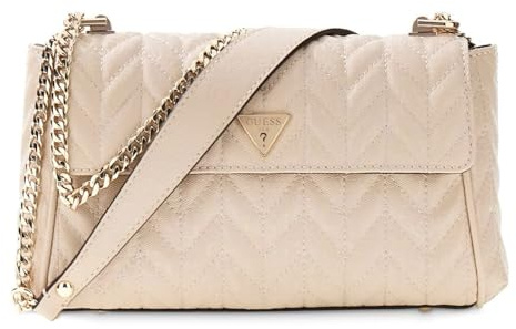 GUESS Schultertasche Umhängetasche Stacey Convertible Xbody Flap Light Beige
