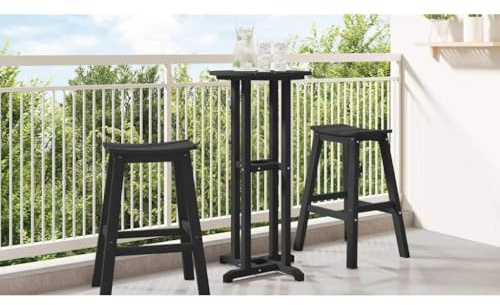 Ziaphsol Schwarzer Outdoor Bartisch 55x55x107 cm aus Polyethylen wetterfest, stabil, pflegeleicht, platzsparend, ideal für Garten, Terrasse, Balkon, Camping, Picknick, Lounge