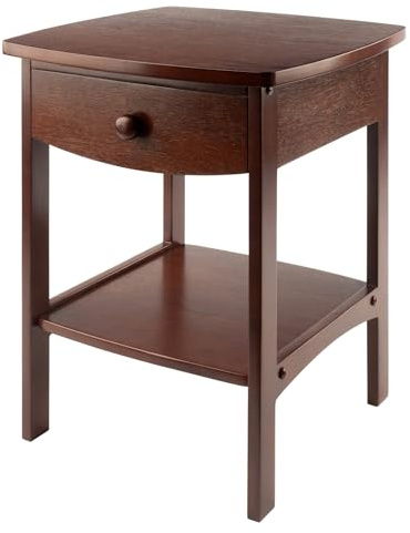 Winsome 94918 Beistelltisch aus Holz, gebogen, mit Einer Schublade, 55,9 x 45,7 x 45,7 cm, Braun