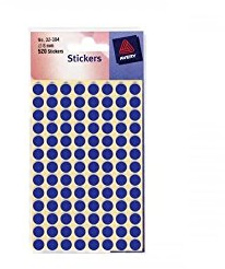 Avery hand writable, easy to use, Dot Stickers, personal sable, 8mm, blue, 70 stickers per sheet, 560 stickers per pack (32-304)