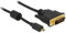 DeLOCK HDMI/DVI Câble adaptateur Fiche mâle HDMI-Micro-D, Fiche mâle DVI-D 24+1 pôles 1.00 m noir 83585 avec noyau en ferrite, vissable, contacts dorés Câble
