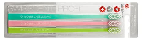 SWISSDENT PROFI GENTLE Zahnbürste helltürkis, hellpink, hellgrün