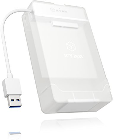Icy Box IB-AC7032-U3 USB 3.0 Adapter für 2,5 Zoll SATA Festplatten und SSDs inkl. Doppel-Schutzbox, SATA III, UASP, weiß