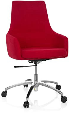 hjh OFFICE 670923 Design Drehsessel Shake 100 Stoff Rot Büro Drehstuhl höhenverstellbar mit Rollen, inkl. Kissen