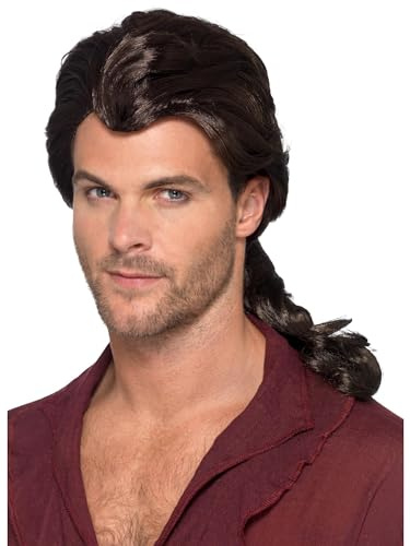 Smiffys Marauder Pirate Wig, Brown, Pirate Fancy Dress, Pirate Dress Up Wigs