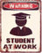 Blechschild Schild Student at Work mit rot Antik-Stil Pfeil Dekoschild Retro Nostalgie Wegweiser 25x20 cm Moritz 572