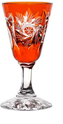 CRISTALICA Likörglas Likörkelch Schnapsglas Wodka geschliffen Orange Kristallglas 25 ml