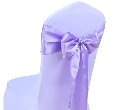 SINSSOWL Pack of 50 Satin Chair Sashes 7x108 inches for Wedding Party Feast Banquet Restaurant Event Decoration Satin Chair Bow Ties - Lavendar Light Purple