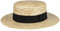 Lipodo Chapeau de Canotier en Paille Femme/Homme - Made in Italy D'Ete Matelot Chapeaux avec Ruban Gros Grain Printemps-ete - 59 cm Nature