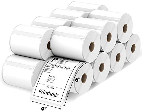 Printholic Thermo-Etiketten für Drucker, 10,2 x 15,2 cm, für Internet Porto Adresse kompatibel 1744907 Etikettenschreiber 4XL permanent klebend (16 Rollen/220 Etiketten pro Rolle)