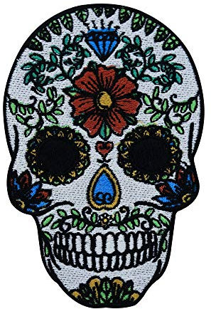 Finally Home Weißer Totenkopf mit Diamant auf der Stirn Patch zum Aufbügeln | Patches, Bügelflicken, Flicken, Aufnäher
