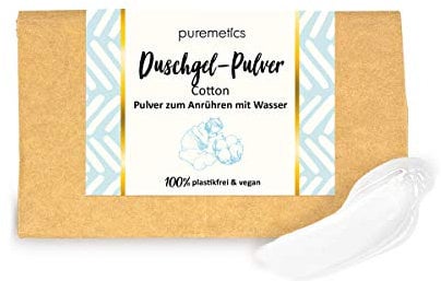 puremetics Zero Waste Duschgel Pulver “Cotton“ (100g = 400ml) | für alle Hauttypen | vegan & plastikfrei