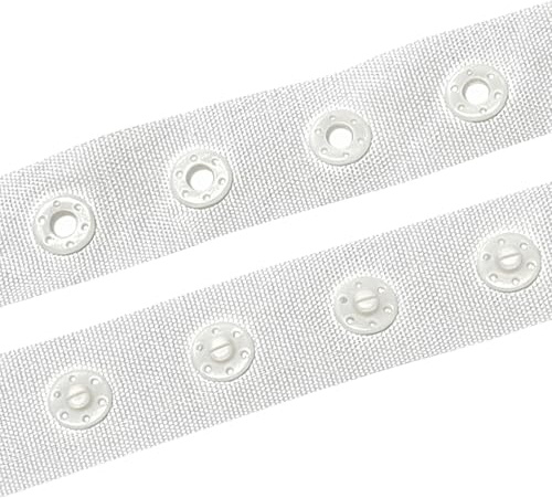 WedDecor Snap Popper Tape Fasten Ribbon White Popper Snap Stud Press Fastening Sewing Duvet Cover Tape for Baby Jumpsuits, Toddles Clothes, Sewing Small Garments, 5 metres