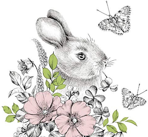 20 Lunch Servietten Hase im Blumenbeet 33 cm BIO