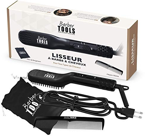 Barber Tools - Plancha para barba 2 en 1 – Cepillo alisador para barba y cabello diseñado para los hombres – Peine para el cuidado del cabello y el cuidado de la barba – Temperatura ajustable