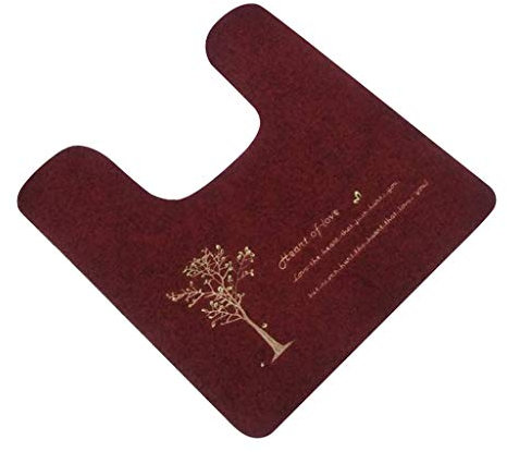 Tubayia Tapis de WC antidérapant - Tapis de bain pour toilettes (rouge foncé)