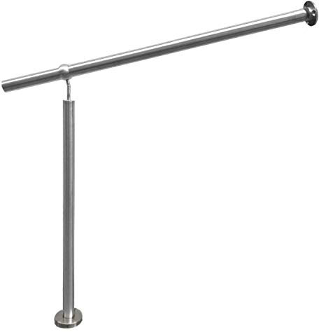 Edelstahl Eingangsgeländer Buchetmann2 Markengeländer mit Wandanschluss Handlauf rostfrei V2A Innen Außen Treppengeländer, Geländerhöhe 1000 mm (Aufgesetzte Montage, 800 mm Handlauflänge)