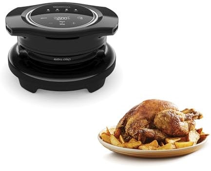 Moulinex Extra Crisp Cookeo, Couvercle air fryer, Recettes croustillantes, Cuisson sans huile, 4 programmes, Température réglable, Compatible avec les Cookeo 6 L, Noir EZ150800