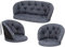 HOBBYGARDEN Stuhlkissen Kissen für Rattansessel Bankkissen Schaukel Gartenkissen Schaukelauflagen Liegekissen Auflagen Kissen Ruheplatz, 2 + 1, Navy Blau