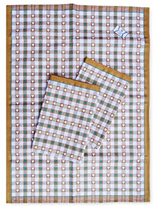 Ross Geschirrtuch Kleine Bauern-Herzchen Halbleine 3er Pack Beige