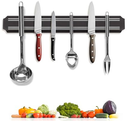 BLADO Magnetic Strip, Metal Knife Rack for Kitchen Knives and Kitchen Tools, Powerful Magnet Knife Holder for Multiple Use (Metal, 33cm)