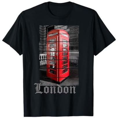 Londra design con cabina telefonica rossa souvenir vintage Maglietta