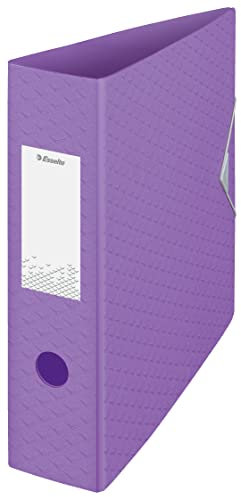 Esselte A4-Ordner, 500 Blatt Kapazität, 82 mm Rückenbreite, leichtgewichtiger A4-Ordner für Zuhause/Büro, zur Schreibtischorganisation, Colour'Breeze Serie, Lavendel, 628428