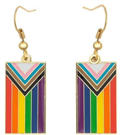Progress Pride Flag Shape Ohrringe Gay & Lesbian LGBT Pride Geschenke Rainbow Schmuck