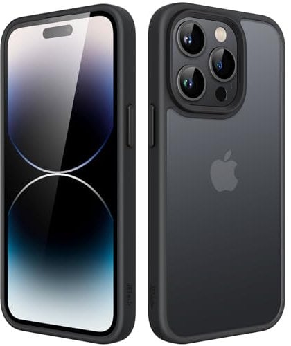 JETech Matt Hülle für iPhone 14 Pro Max 6,7 Zoll, Stoßfest Militärstandard FallSchutz Handyhülle, Mattierte Durchscheinende Rückseite Schutzhülle, Anti-Fingerabdruck (Schwarz)