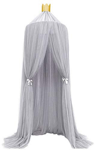 Fdit Betthimmel, Elegante Farbe Kinderbettnetz Kind Baby Schlafzimmer Baldachin Mesh FüR Schlafzimmer ReisehöHe (Grau)