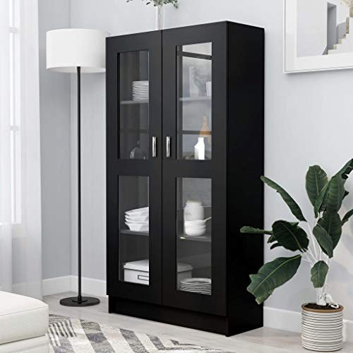 WIFESE Aktenschrank Schwarz 82,5x30,5x150 cm Schrank Klein KüChenschrank Konsole Mehrzweckschrank Garderobenschrank Sideboard Vorratsschrank SchräNke Beistellschrank